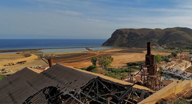 Image of the former Portmán bay, filled with waste generated over decades by mining in the area. Ori