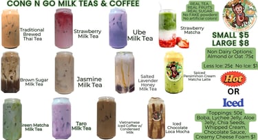 Congo Milk Tea Menu