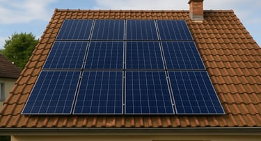 Panneaux solaires propres sur une toiture après nettoyage