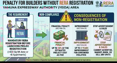 penalty for builders without rera registration in yamuna authority