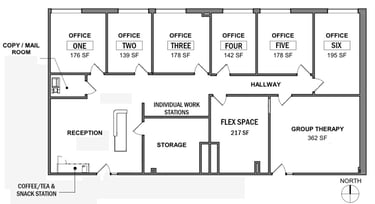The coworking space layout. 