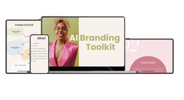 Toolkit voor AI branding, inclusief logo's, kleurenpaletten en typografie voor merkidentiteit.