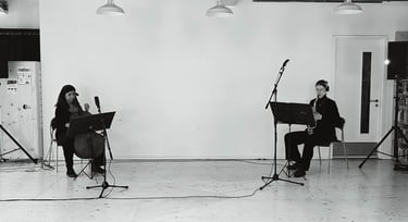 Recording of JAMMS on Fore Street. Performers Meera Priyanka Raja (Cello) and Sophia Elger (Saxophon