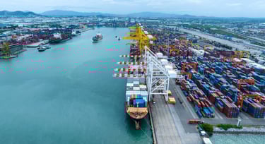 Modern day port of Mombasa, Kenya