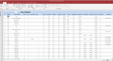 This is the Door Schedule within our database software after importing the MS Excel Door Schedule
