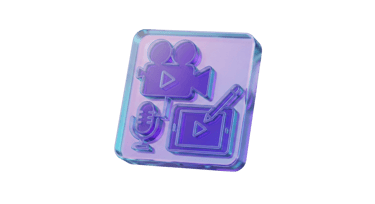 3D glass icon representing our expert digital content creation services
