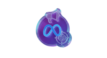 3D glass Meta infinity logo icon representing our expert Google and Meta Ads agency campaigns