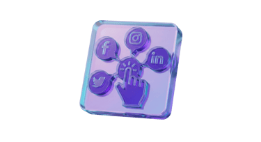 3D glass icon representing our expert social media management services
