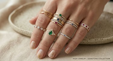 Sparkling gemstone and diamond knuckle rings with luxurious modern jewelry look