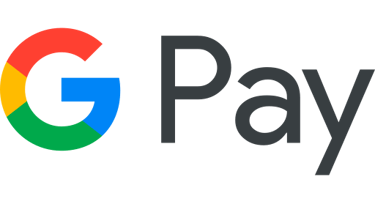 Official Google Pay logo featuring the colorful G icon and gray Pay text on a black background.