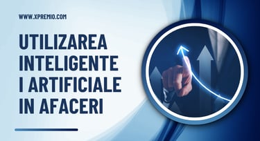 Imagine conceptuala cu o mana care atinge o sageata ascendenta simbolizand cresterea afacerilor prin utilizarea inteligentei 