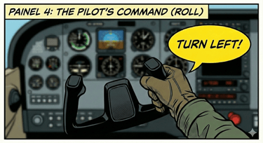 a cartoon airplane pilot's hand holding a remote control system