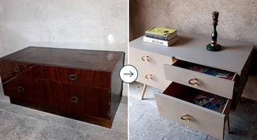 komodos dažymas – prieš ir po atnaujinimo