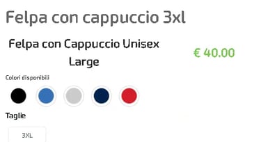 prezzo felpe con cappuccio 3 xl