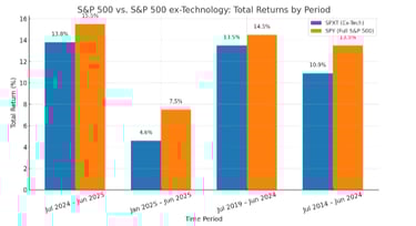Chart compares S&P500 returns with and without technology stocks 