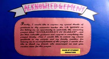 Sample of Acknowledgment page in economics project