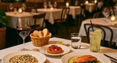 Exercício de interpretação de texto em inglês com diálogo em restaurante italiano.