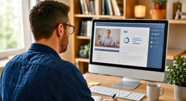 Exercício de interpretação de texto em inglês sobre cursos online e educação moderna.