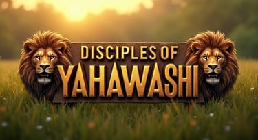 Disciples of Yahawashi banner showing two lions.