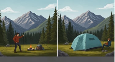 Comparison showing the benefit of easy setup camping gear vs traditional tents for effortless