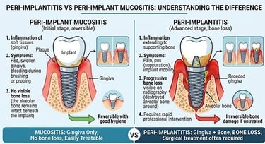 infographic Peri-implantitis definition and difference with peri-implant mucositis