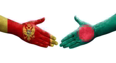 MBBC - Flags of Montenegro and Bangladesh - Shaking Hands