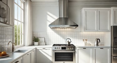 kitchen with a hood range