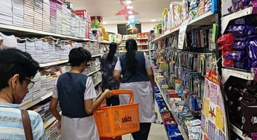 Children visiting a supermarket