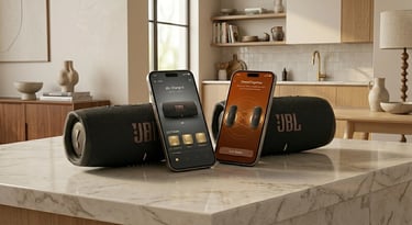 Mode StereoTogether de l'application JBL avec deux enceintes JBL Charge 6 connectées