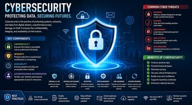 Cybersecurity concept showing digital protection, data security.