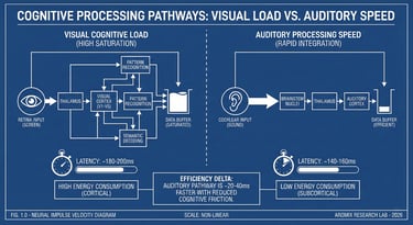 Diagramme comparant charge cognitive visuelle et vitesse traitement auditif - vitesse influx nerveux
