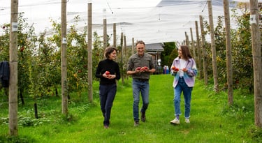 producteurs de fruits bio dans le verger