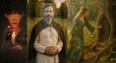  mythic inner trinity: The Mystic Maiden, Sacred Masculine, and Inner Oracle. 