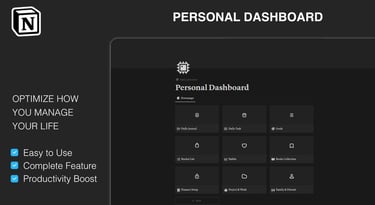 Personal Dashboard Notion Setup Template Productivity Tools
