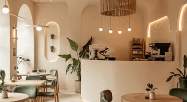 Stylish café interior representing the type of local businesses that can grow online with a professi