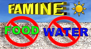 Famine means no food or water. Designed by Debbie Dunn using PowerPoint & Paint