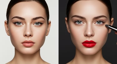 Classic makeup look - Makeup transformation: natural to bold.