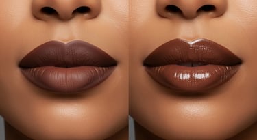 Nude, chocolate brown ombre lip effect