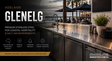 Premium outdoor restaurant bar setup with a stainless steel bench Glenelg.