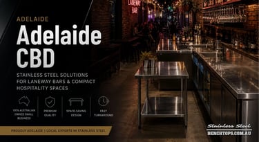 Premium commercial bar counter and stainless steel bench Adelaide CBD.