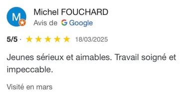 Avis google 5 étoiles clients m&m services pro nettoyage et vitres rouen 