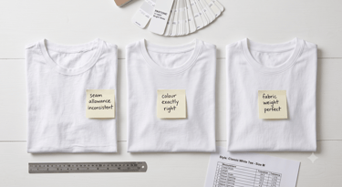 Comparing garment samples from three manufacturers in India — quality evaluation for UK and Australian fashion brand sourcing