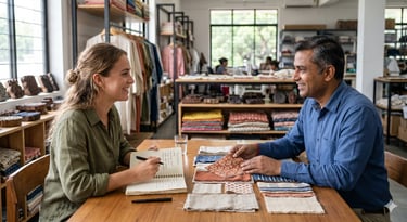 What to ask a clothing manufacturer — fashion brand founder meeting Indian manufacturer during factory due diligence visit