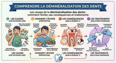 Infographie déminéralisation dentaire causes et conséquences