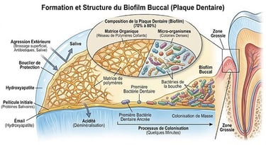 Formation et Structure de Biofilm Buccal (Plaque Dentaire)