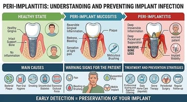 infographic Peri-implantitis Symptoms and Treatments of Infection