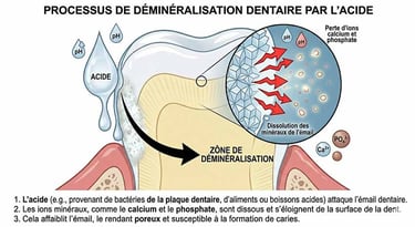 Processus de déminéralisation dentaire par l'acide