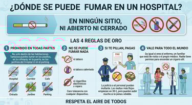¿Dónde se puede fumar en el hospital?