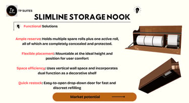 Functional solutions associated with the Slimline storage Nook
