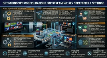 how to optimize VPN configurations for streaming with protocol selection and server settings.